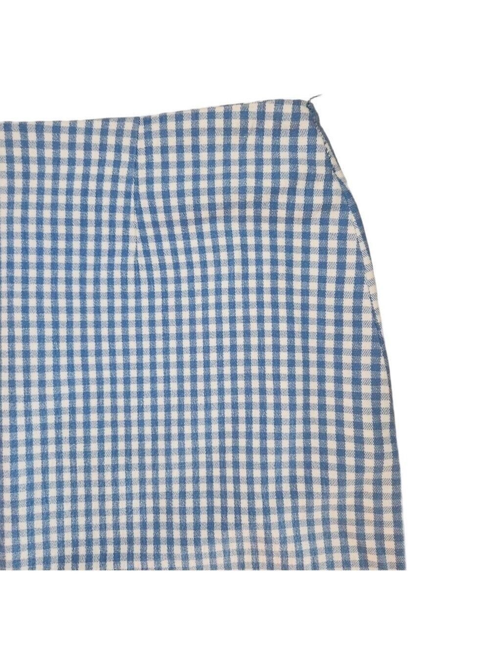Talbots Skirt 14P Gingham Plaid Blue White Stretch Cotton Stretch Spring! - Picture 3 of 13
